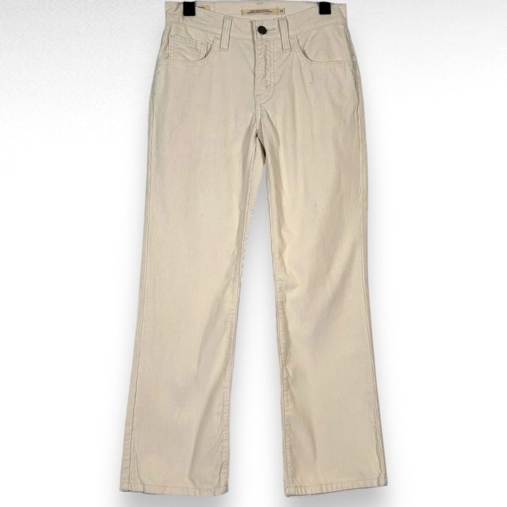 Levis Middy Ankle Bootcut Corduroy Jeans Pants Cream Casual Neutral Size 24 - Picture 6 of 14